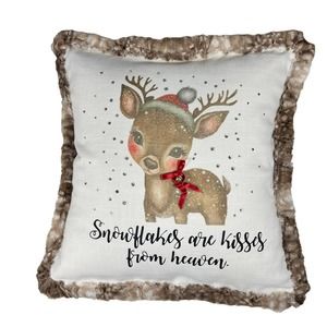 Pillow Handmade Cute Deer Snow Rhinestones Faux Fur 18 inch
